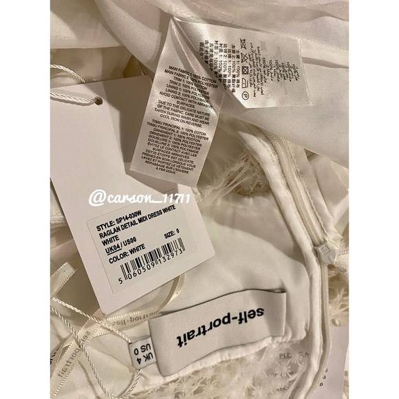 NWT Self Portrait Raglan Midi Dress UK4 US0 White - Picture 12 of 15